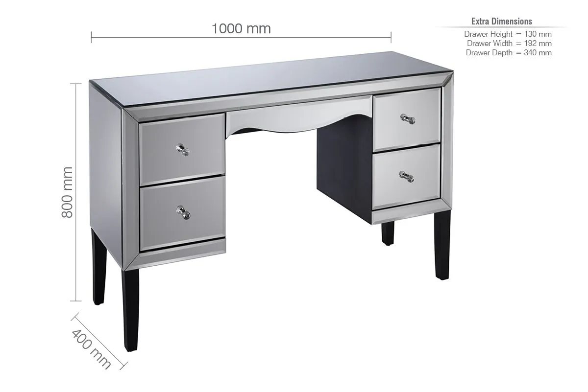 Birlea Palermo 4 Drawer Dressing Table Mirrored in Silver 6