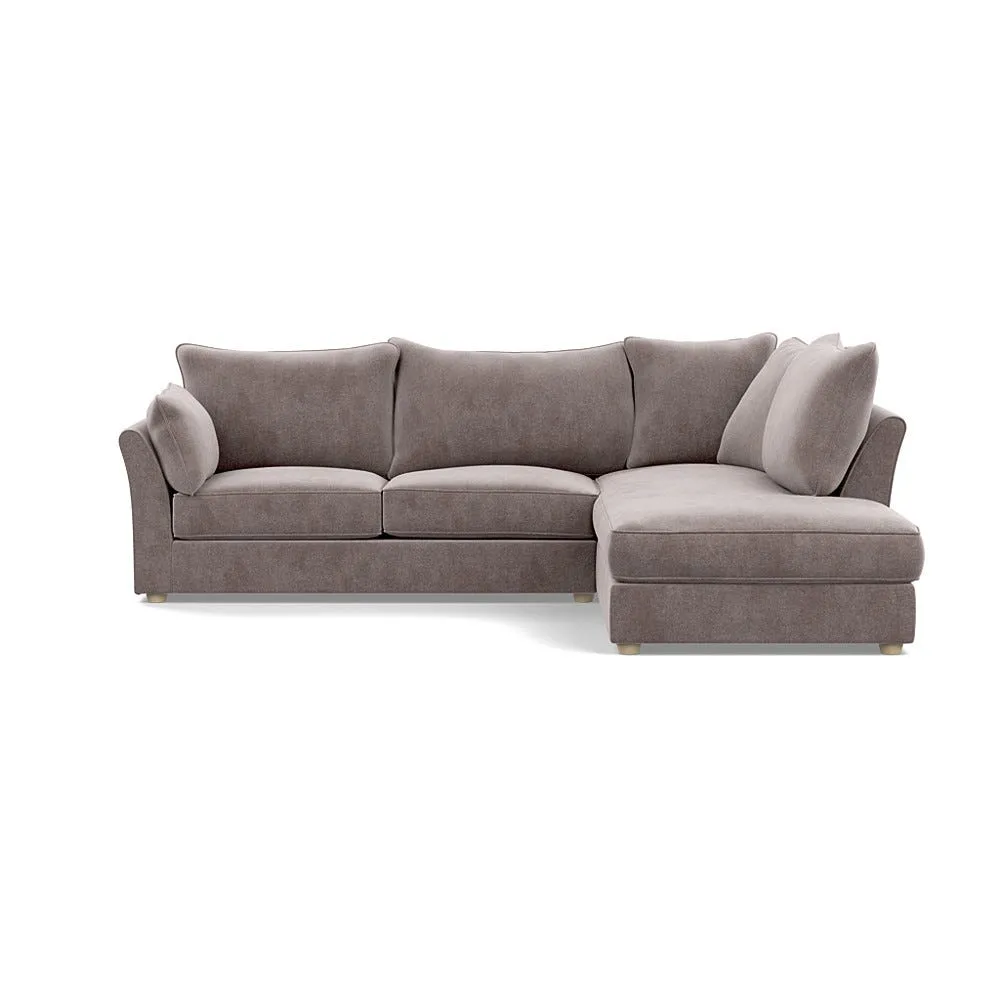 Heal's Tailor Right Hand Facing Corner Sofa Smart Luxe Velvet Mushroom Natural Feet 1