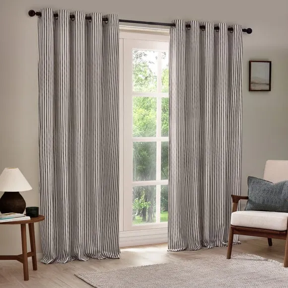 Yard Hebden Striped Eyelet Curtains (Blackout Available) 2