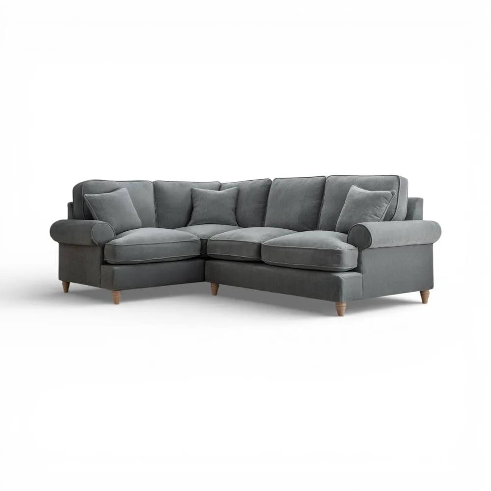 The Great Sofa Company Ezra Left Hand Velvet Corner Sofa - Scroll Arm in Charcoal 2