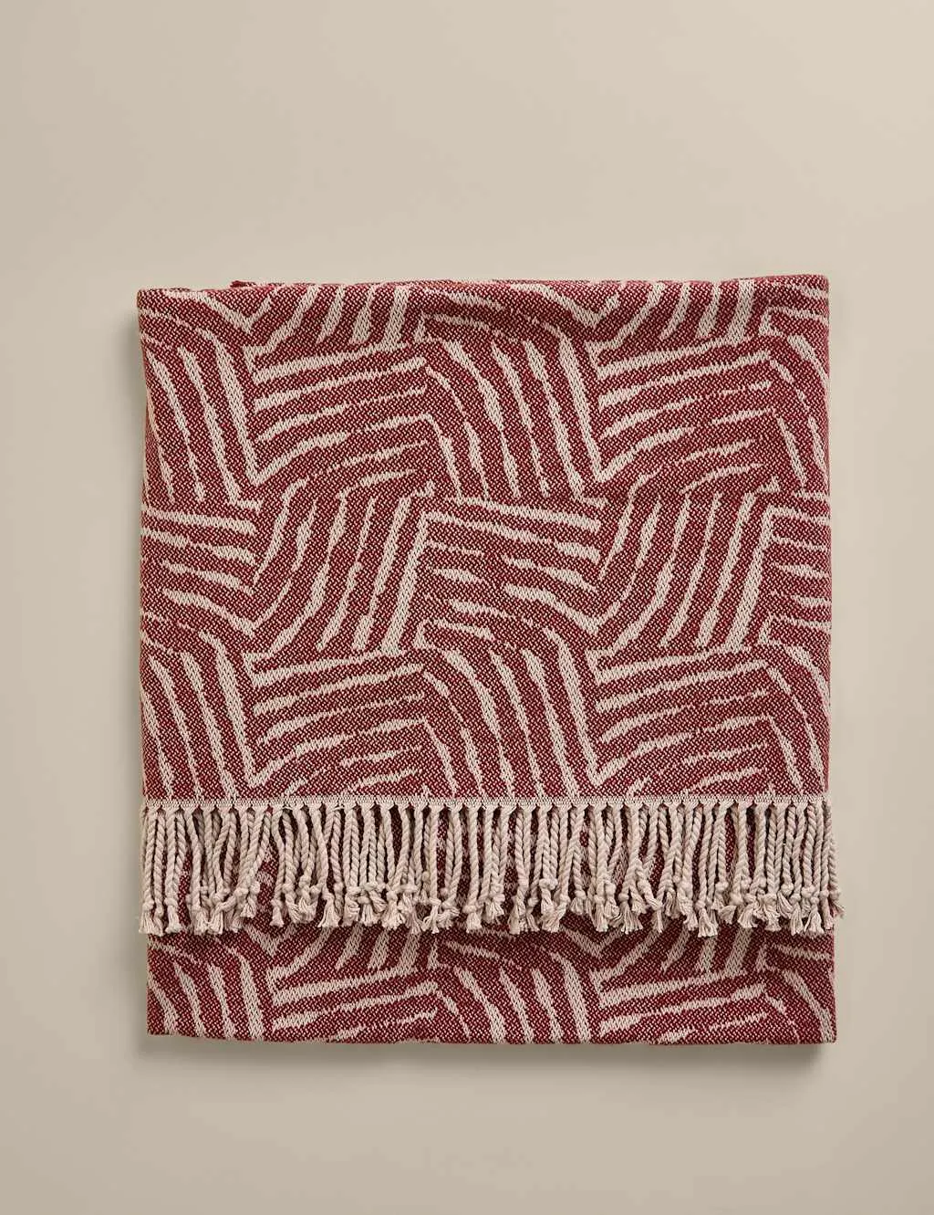 M&S Cotton Rich Geometric Throw Chestnut
