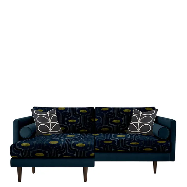 Orla Kiely Mimosa Large Chaise Sofa Patterned Velvet - Barker & Stonehouse