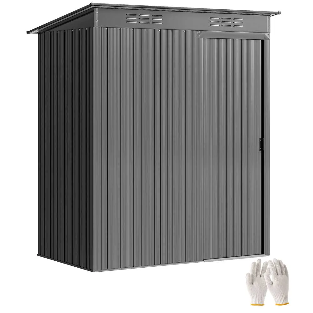 OUTSUNNY Grey, 5 x 3.5ft) Metal Garden Shed with Effortless Assembly in Light Grey 2
