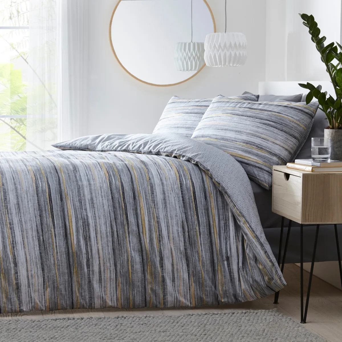 SIlentnight Washed Stripe Duvet Set - Single