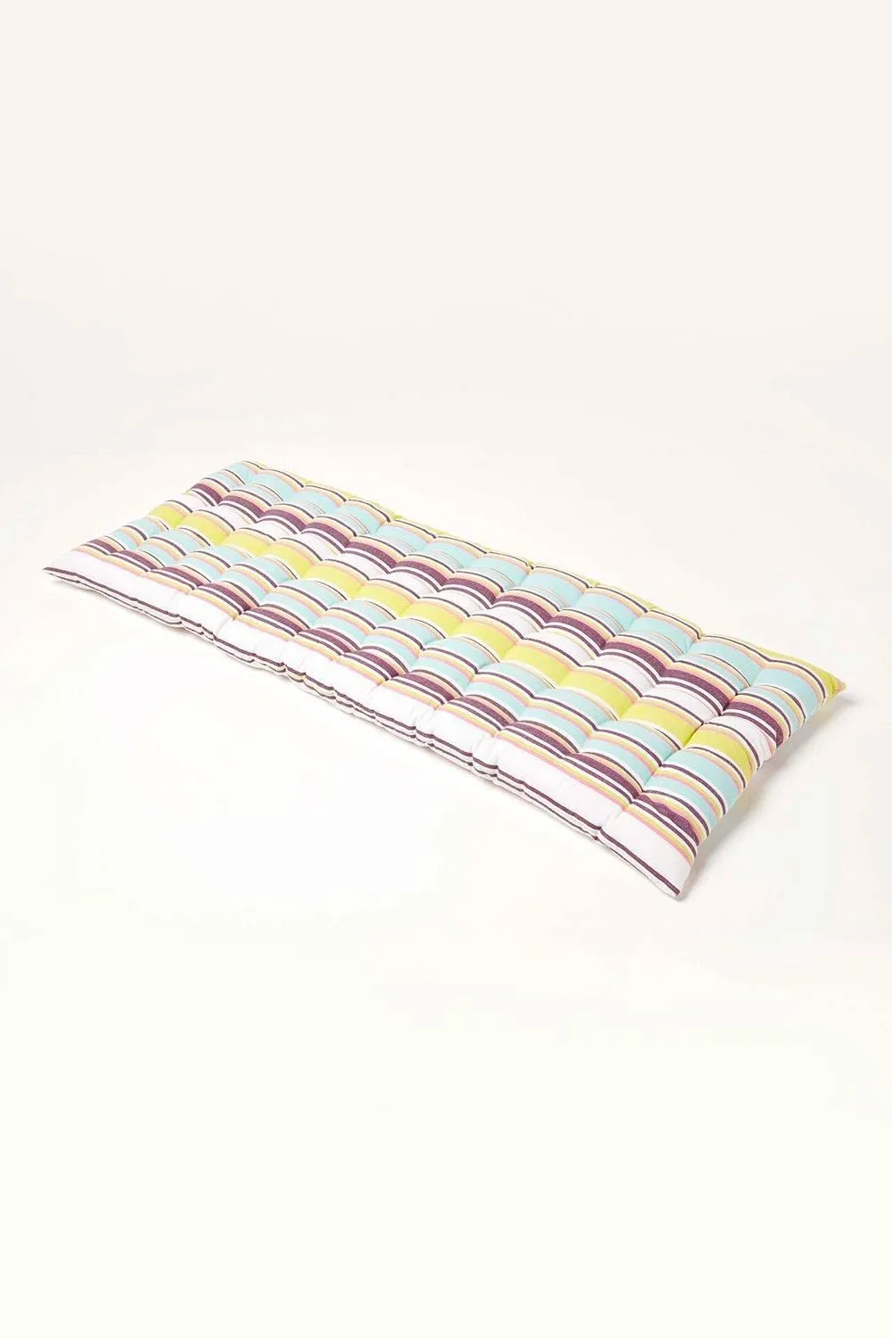 Homescapes Garden Bench Cushion Luxury 2 Seat Cotton Green Striped Indoor Outdoor Pad