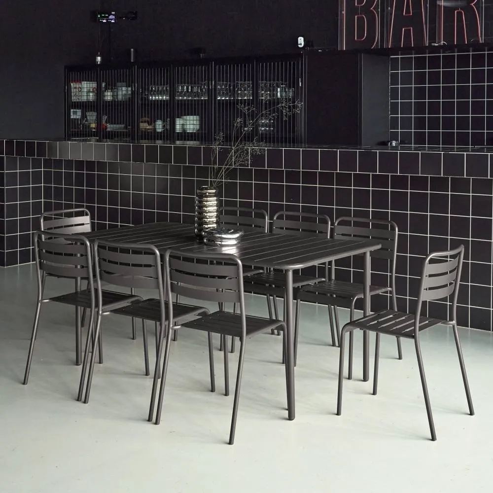 sweeek 8-seater Metal Garden Table With 8 Chairs in Dark Grey 3
