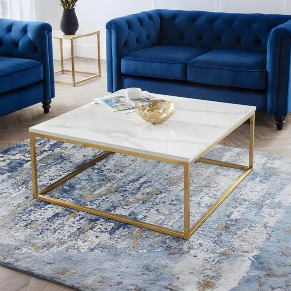 Scala Coffee Table, Gold and Marble Effect