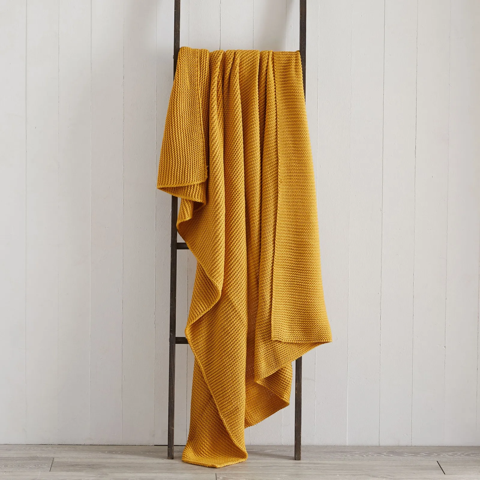 Chunky Knit Breckon Ochre Throw Yellow