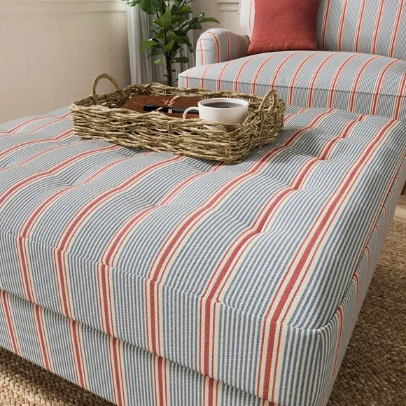 Zoe Retro Coastal Stripe Square Storage Footstool 4
