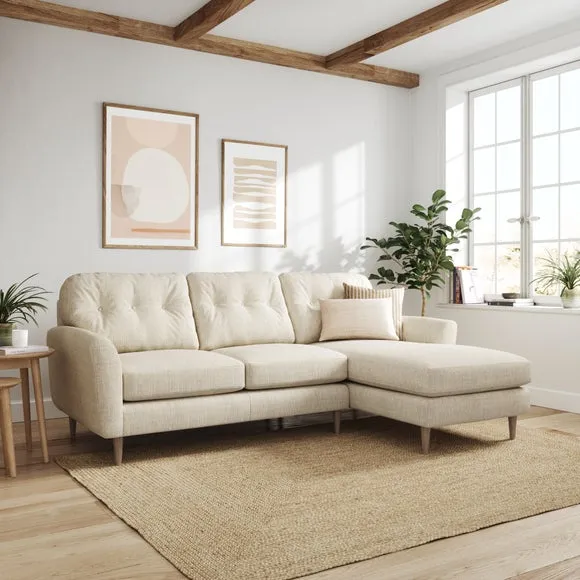 Sven Chunky Tonal Weave Large Corner Chaise Sofa 1