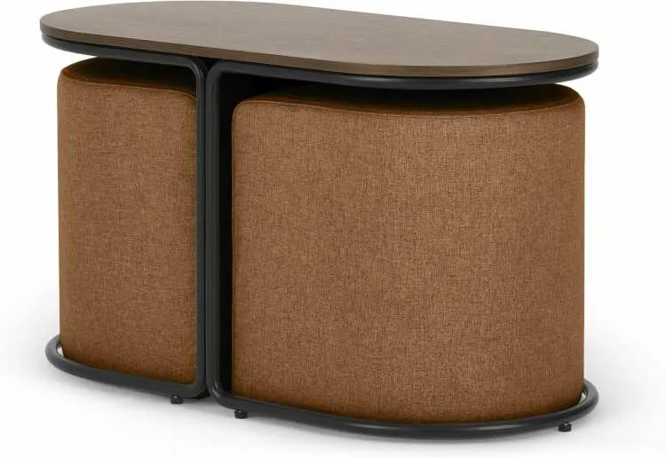 Marade Table + Ottoman Set, Dune Orange Fabric
