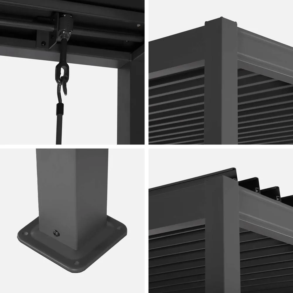 sweeek Louvered pergola aluminum & steel 3x3m in Dark Grey 6