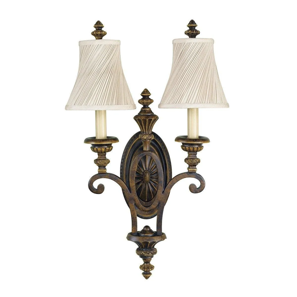Netlighting Drawing Room 2 Light Indoor Candle Wall Light Walnut E27 in Brown