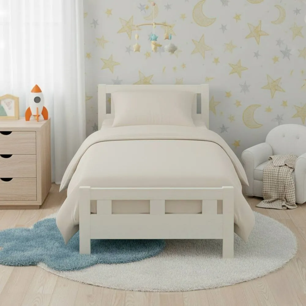 Snug City Flannelette Cotton Cot Bed Duvet Cover Set Brushed Warm Bedding Set in Cream