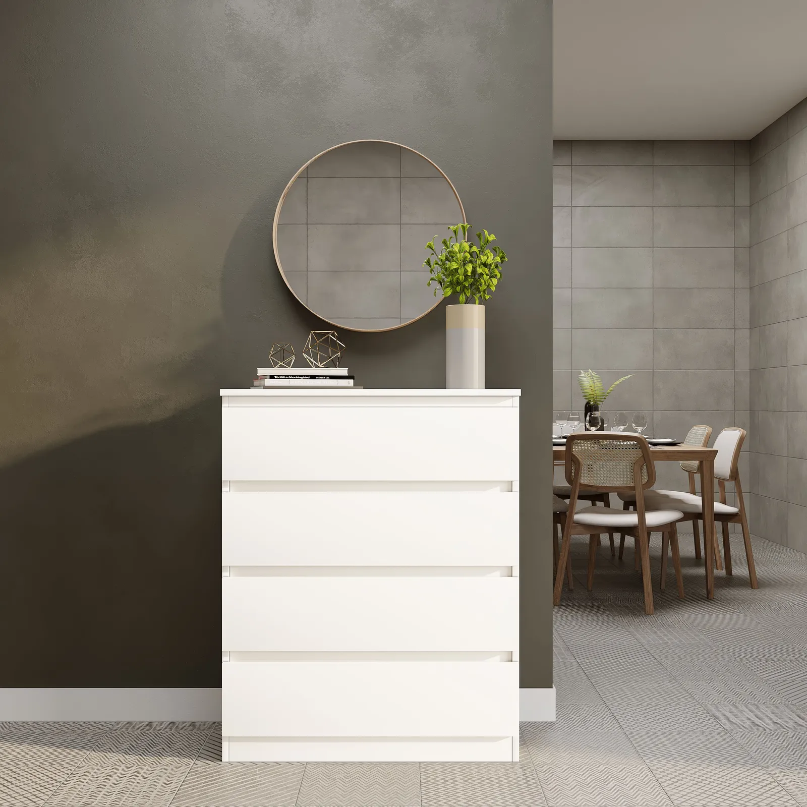 Seconique Malvern 4 Drawer Chest in White