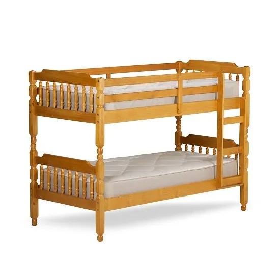 Colonial Wooden Single Bunk Bed In Honey