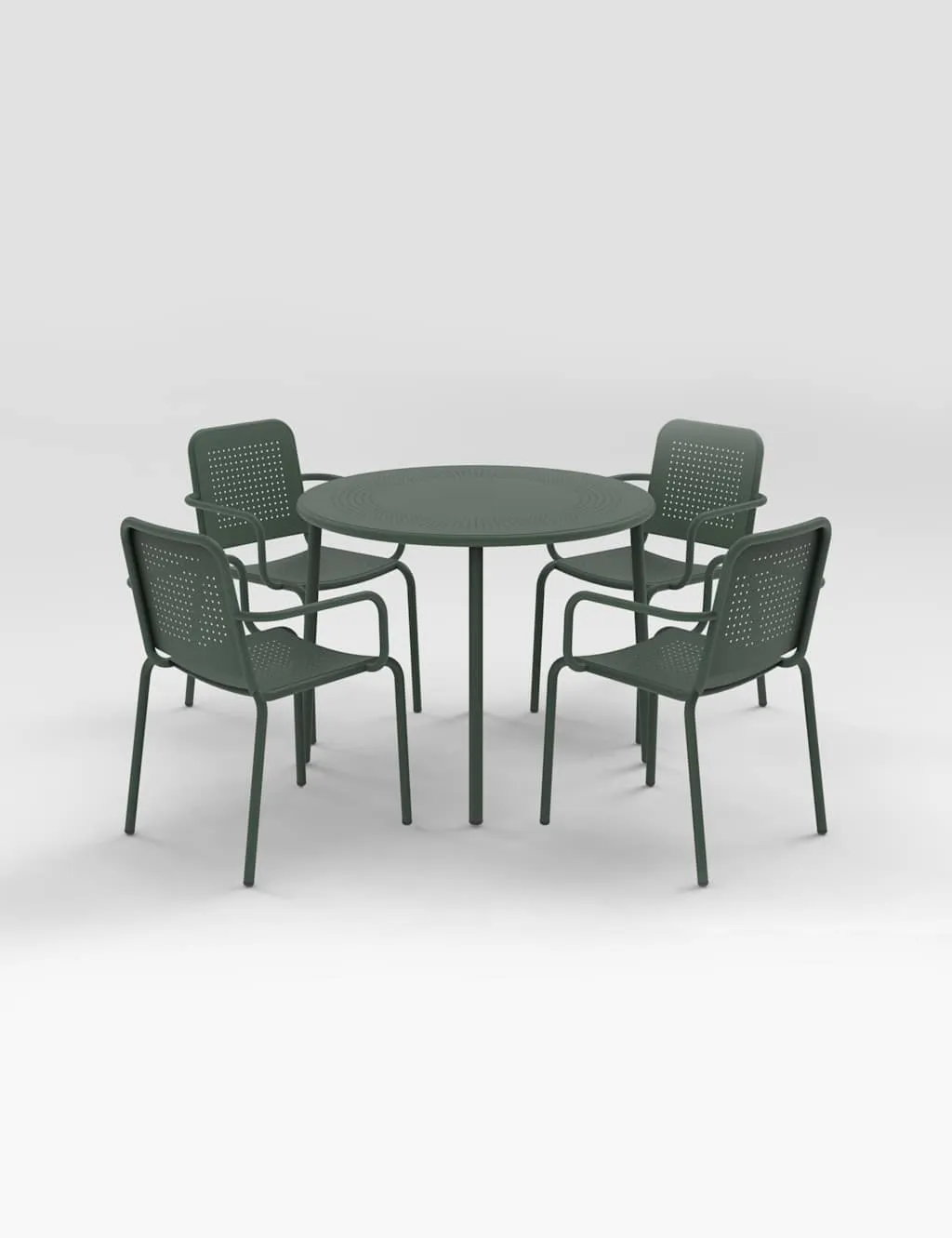 Royalcraft Porto 4 Seater Round Garden Table & Chairs Olive
