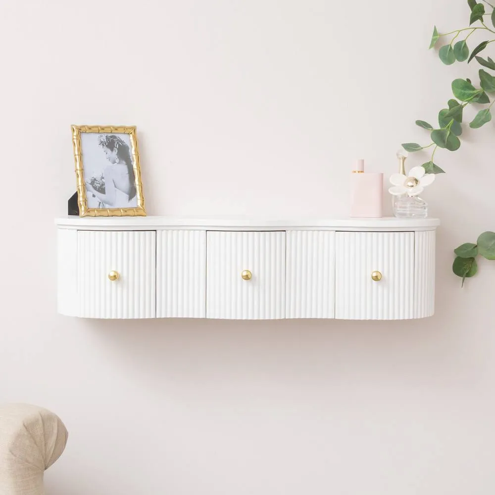 Melody Maison Wall Mounted Floating Console & Dressing Table - Willow White Range 2