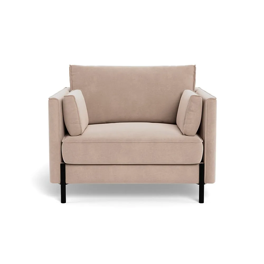 Heal's Tortona Armchair Smart Velvet Pebble Black Feet