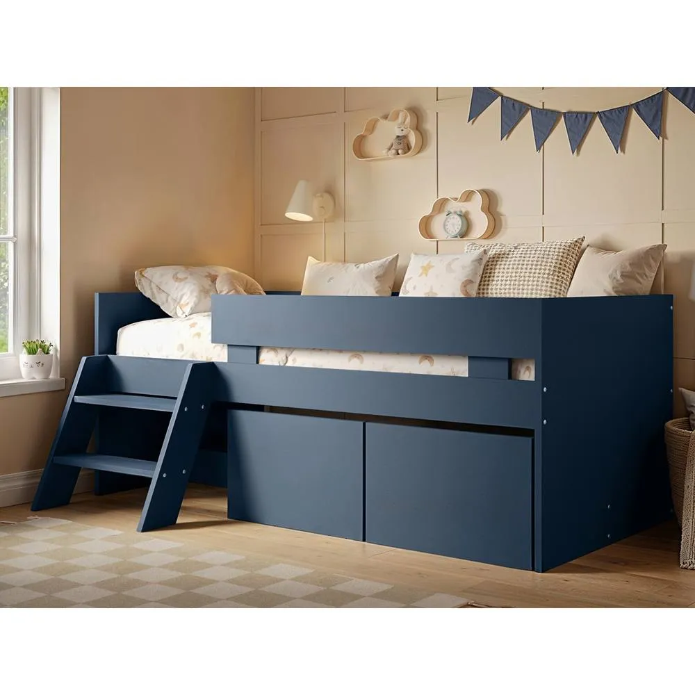 Flair Logan Single Storage Low Sleeper Bed in Blue