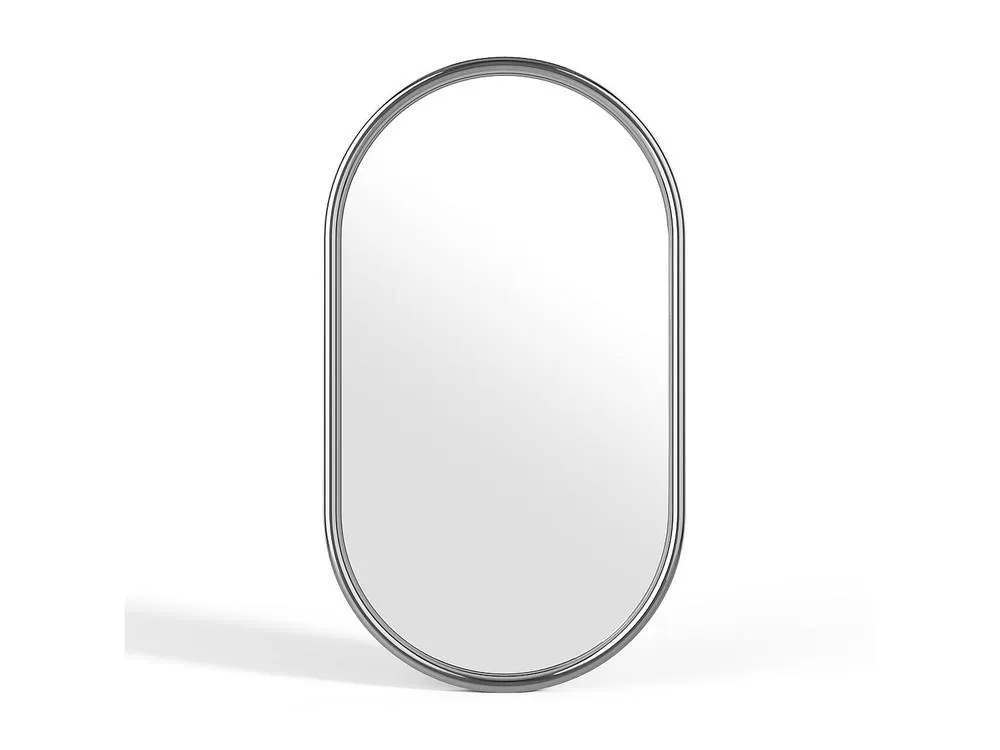 Vente-unique Oval Aluminium Wall Mirror - W. 40 X H. 70 Cm - Chrome - REFLEYA in Silver 4