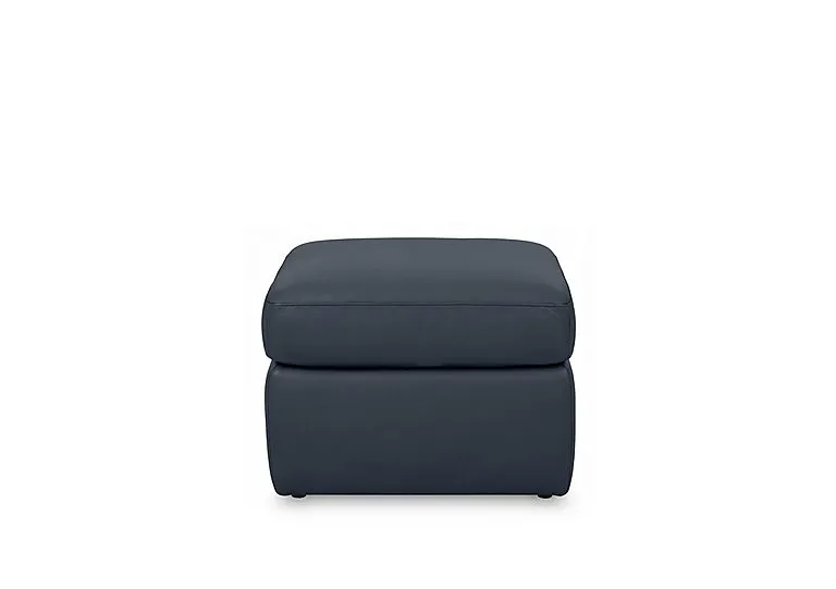 Cinemax Leather Storage Footstool - Natural Milled Navy