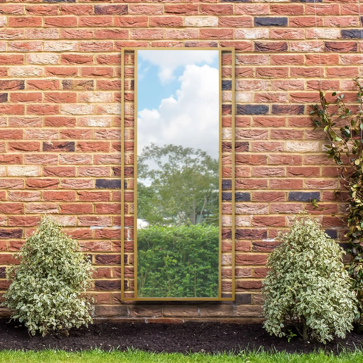 MirrorOutlet Gold Modern Wall & Leaner Garden Mirror 71"x 31" 180x80cm 6
