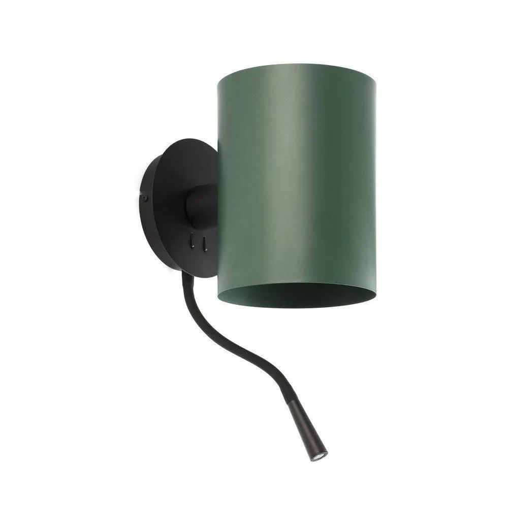 Netlighting Guadalupe Reading Light Wall Light BlackGreen E27 in Black