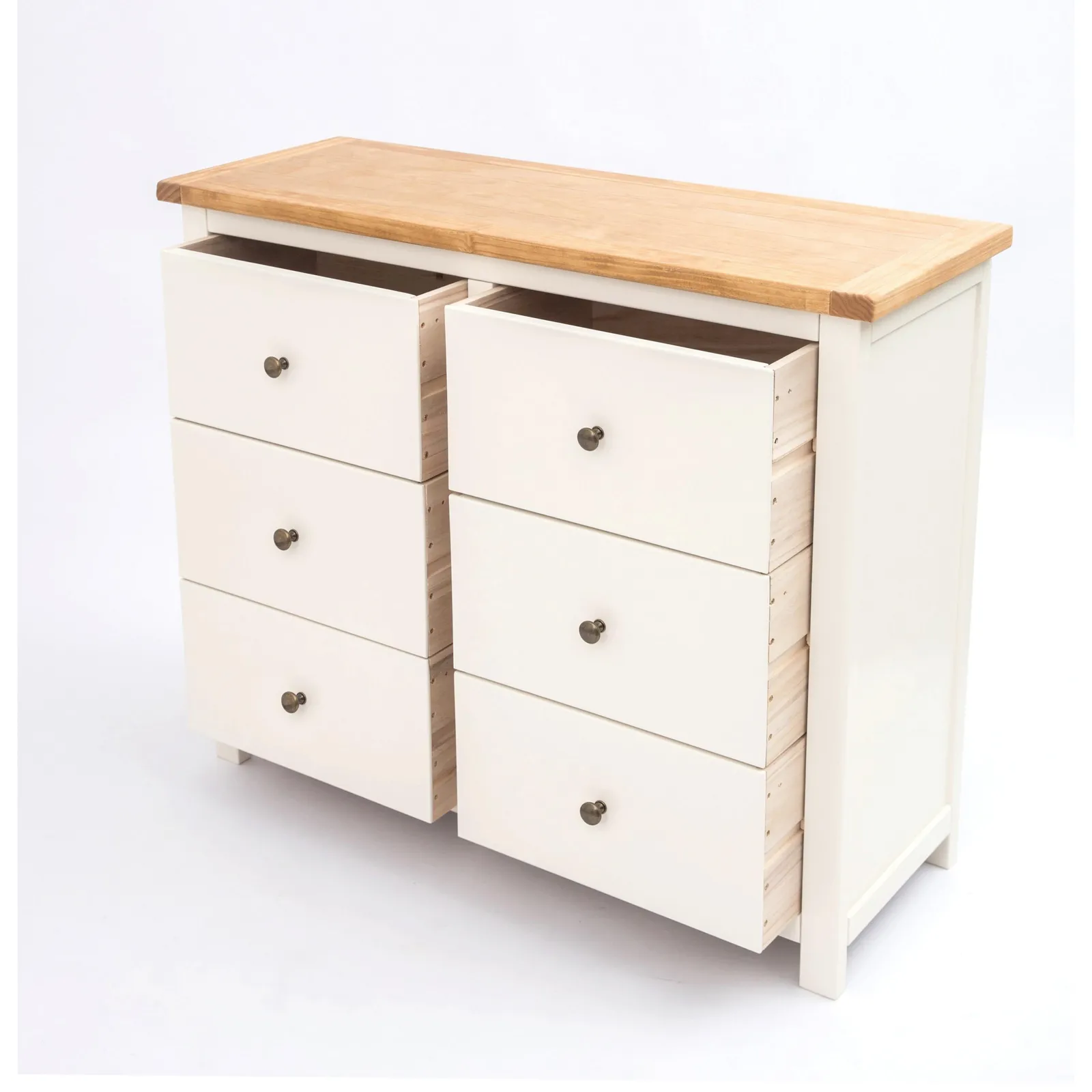 Cabinet Bits Maggiori 6 Drawer Chest of Drawers Brass Knob in Off-White 4