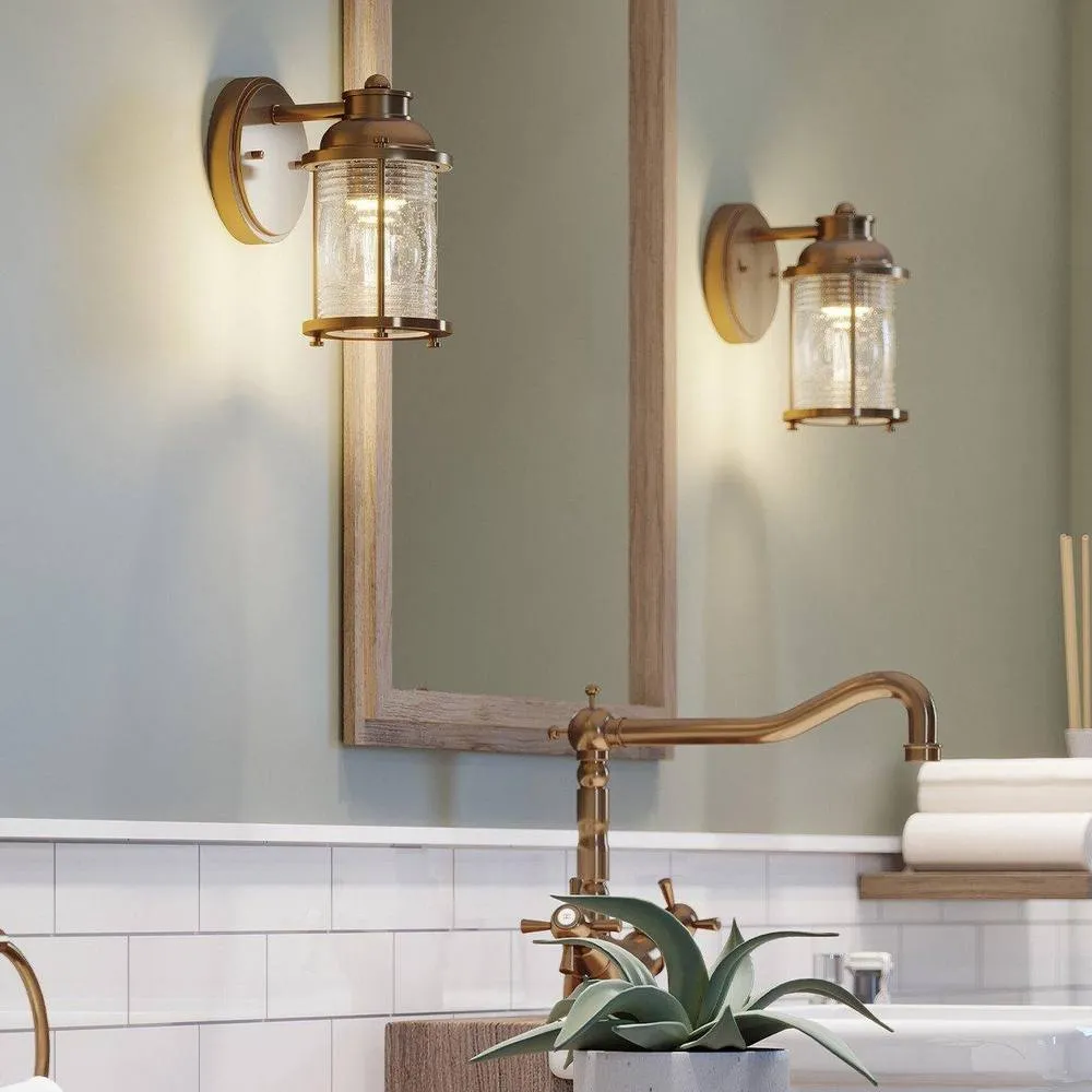 Netlighting Kichler Ashland Bay Wall Lamp Natural Brass IP44 in Yellow 5