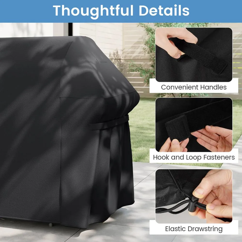 Costway Grill Cover Heavy Duty Waterproof BBQ Cover with Dual Handles in Black 4