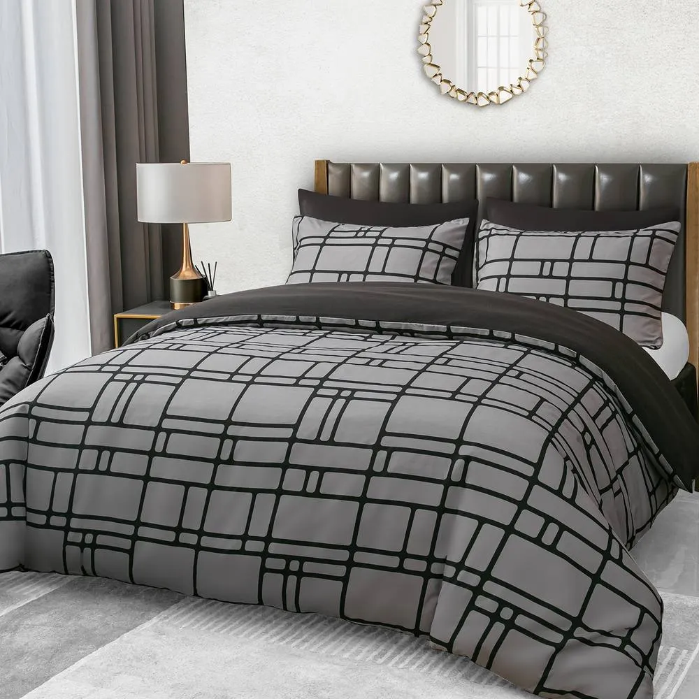 Grace Luxury Hypoallergenic King Size Duvet Cover with Matching Pillowcases in Grey