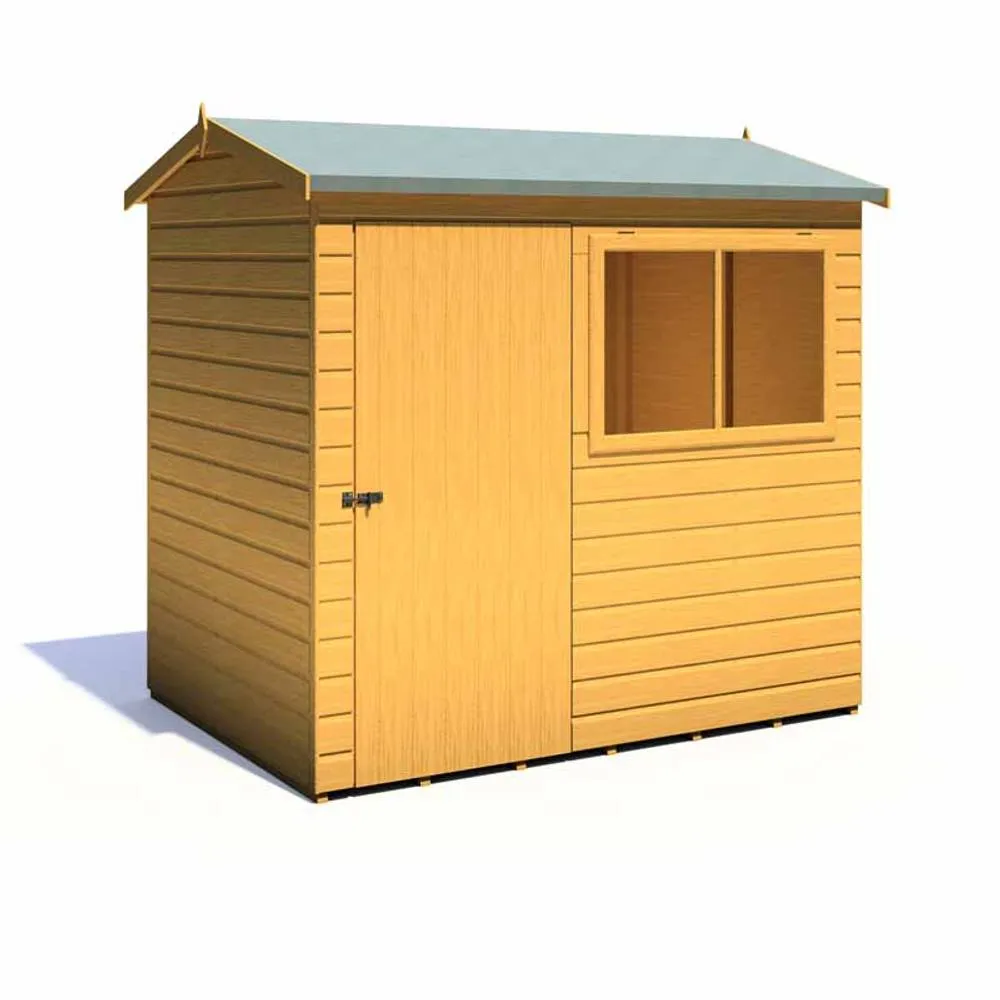 Shires Lewis 7 x 5 Feet Single Door Reverse Apex Style D Shed in Brown 2