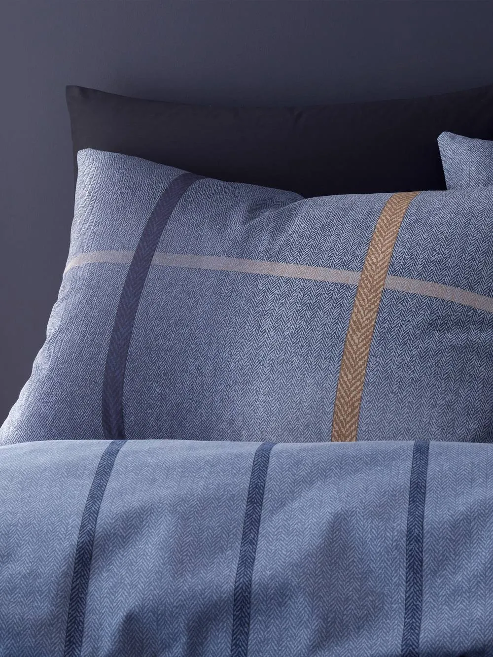 Catherine Lansfield Melrose Tweed 100% Brushed Cotton Duvet Cover & Pillowcase Set in Blue 3