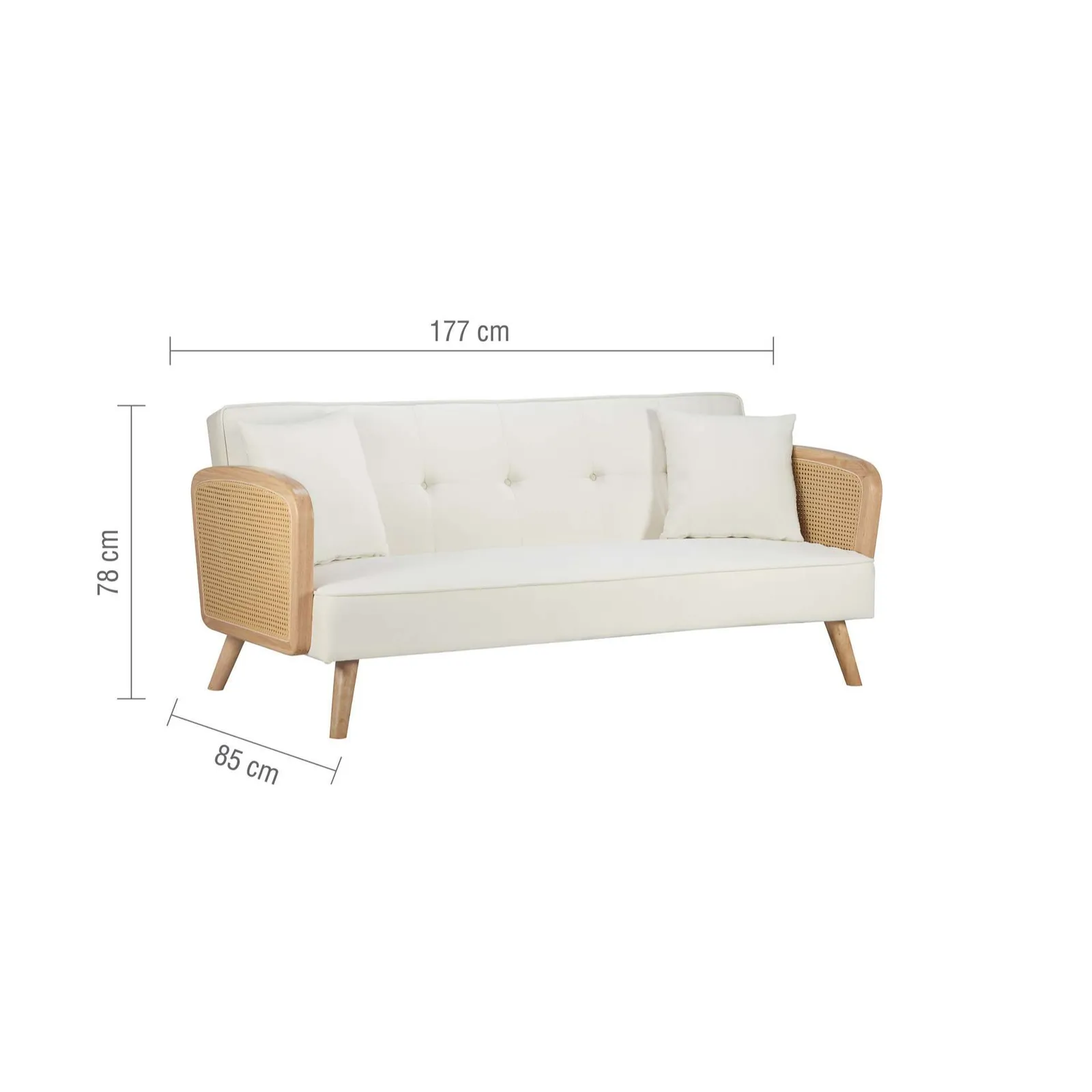 Birlea Rattan Sofa Bed White Boucle Fabric Lima 3 Seater Settee Click Clack 5