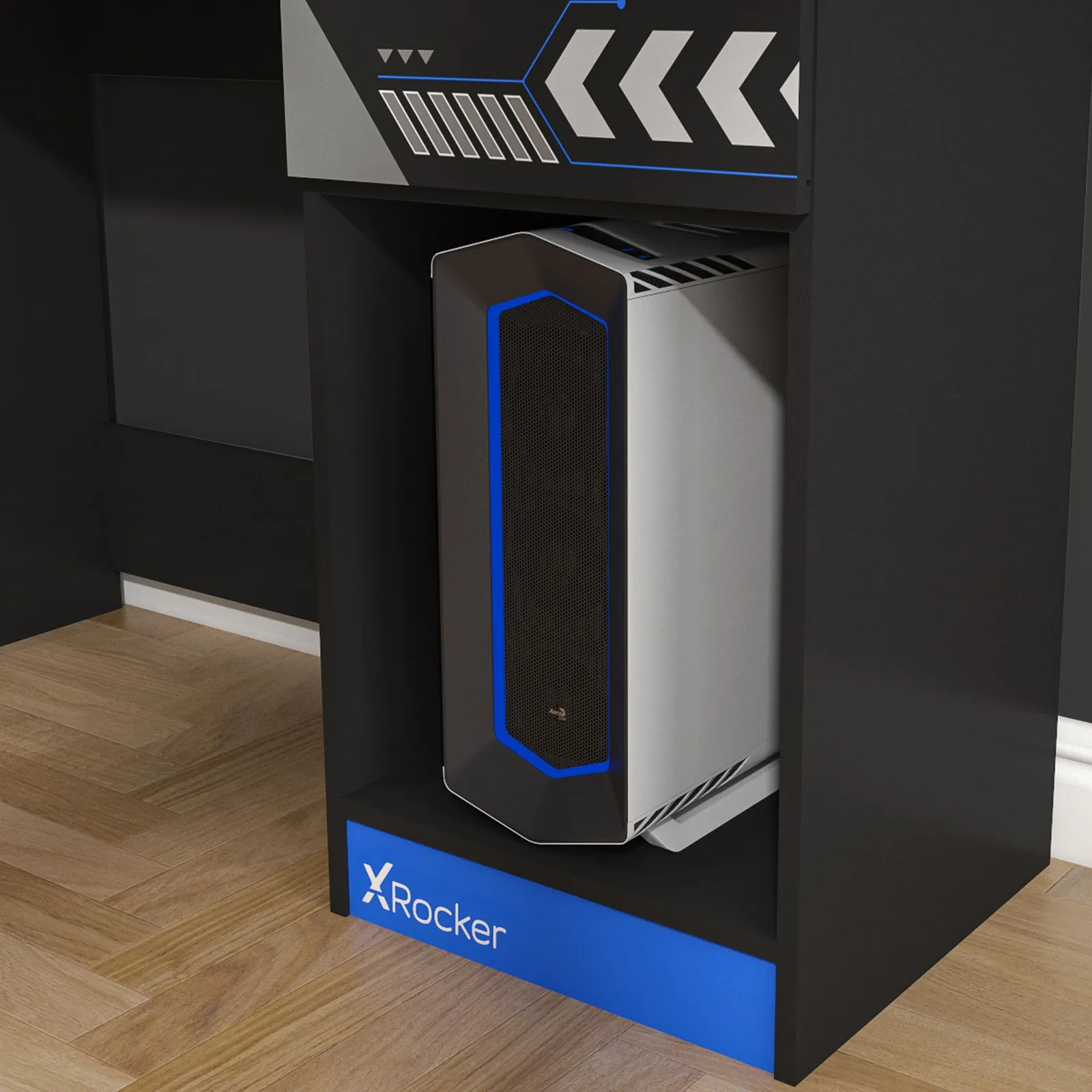X Rocker Octane 110cm PC Gaming Desk with Drawer in Blue 6