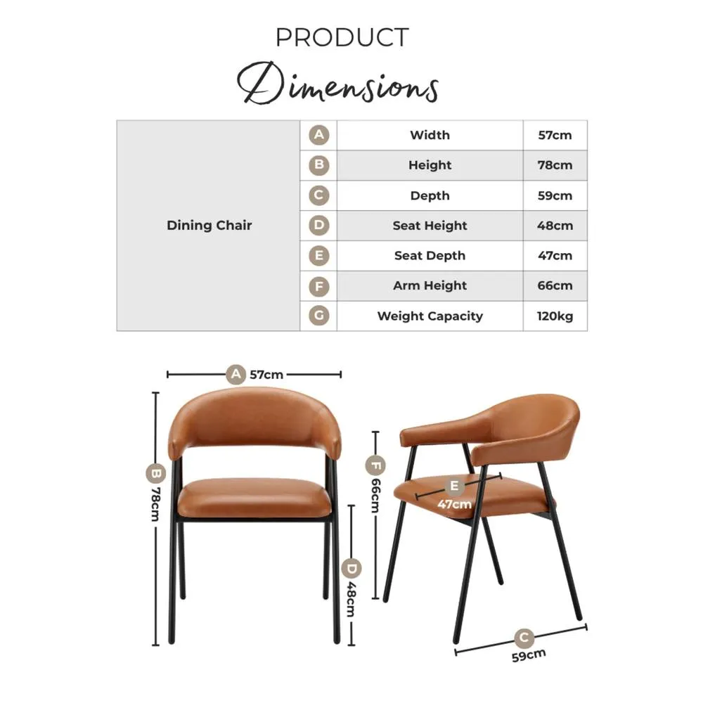 FurnitureboxUK 2x Delos Tan Faux Leather Fabric Dining Chairs 2