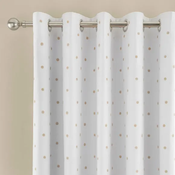 Polka Dot Polycotton Blackout Eyelet Curtains