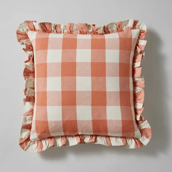 Frilled Check Cushion Clay 2