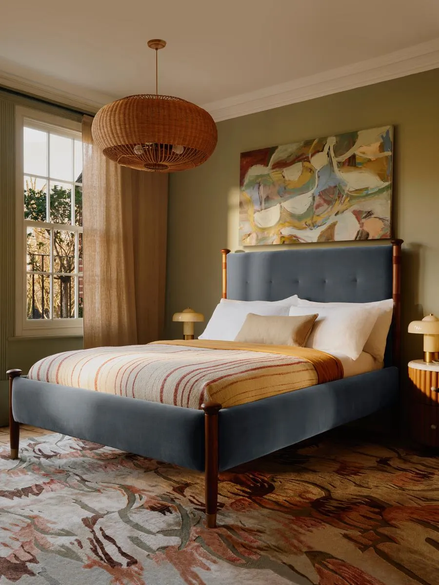 Paolo Bed, King, Velvet, Grey Blue