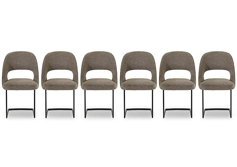 Tiber Set of 6 Cantilever Dining Chairs - Truffle