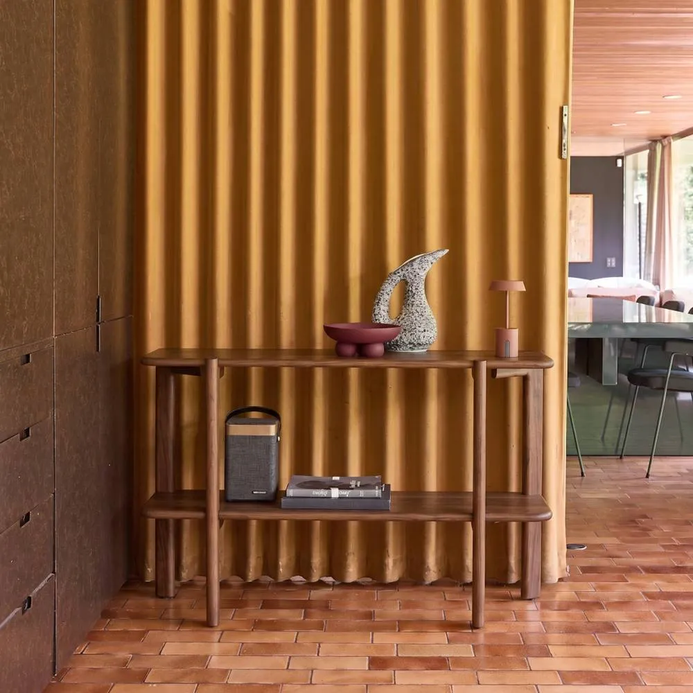 sweeek Exotic acacia wood console with 1 shelf in Dark Brown