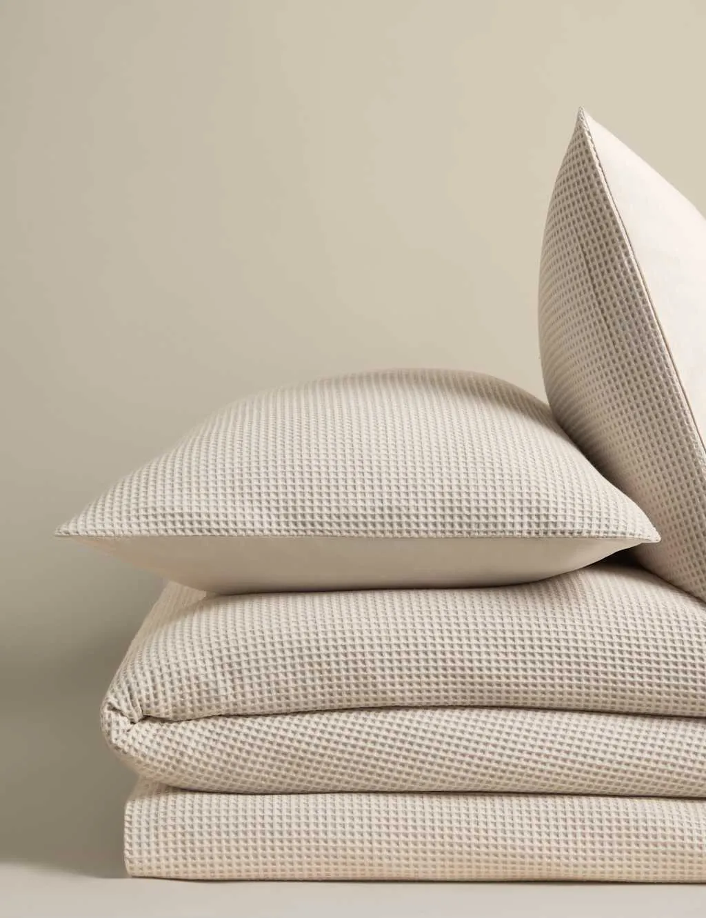 M&S Washed Cotton Waffle Bedding Set Linen