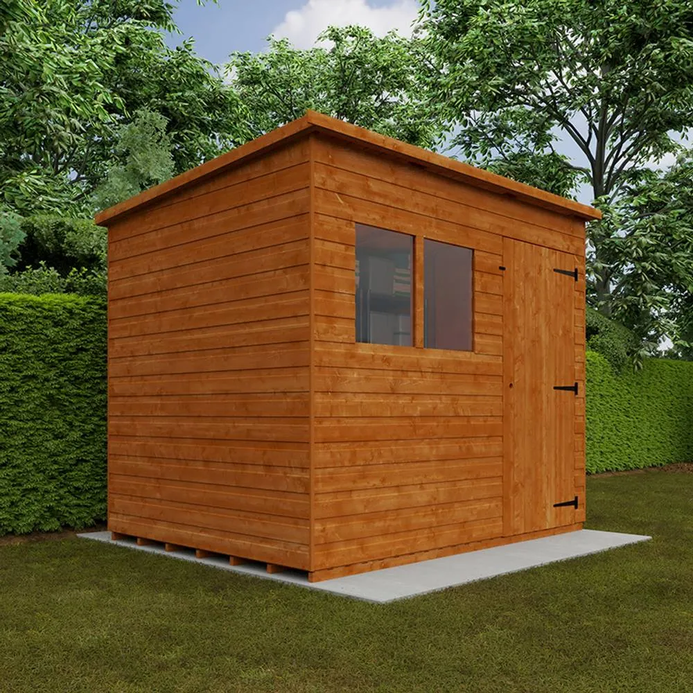 Buttercup Farm 8 x 6 Feet Super Pent 12mm Shed - Solid Wood/Softwood/Pine in Burnt Orange 6