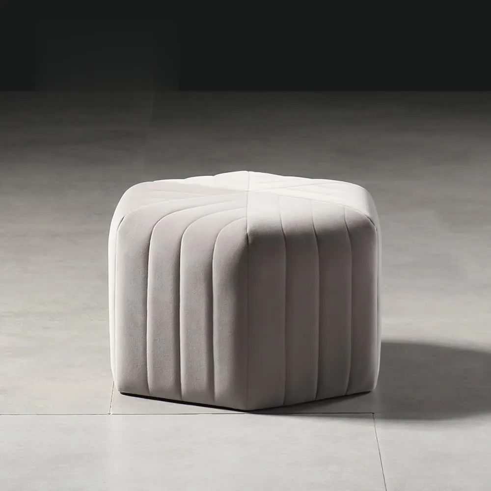 18.5" Wide Velvet Pouf Ottoman Hexagonal Ottoman in Gray