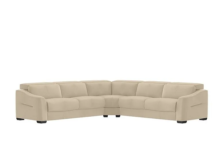Xavier Leather Large Corner Sofa - BV Bisque