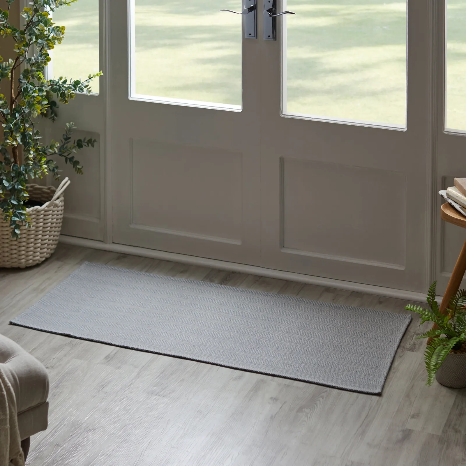 Cotton Herringbone Runner Herringbone Grey