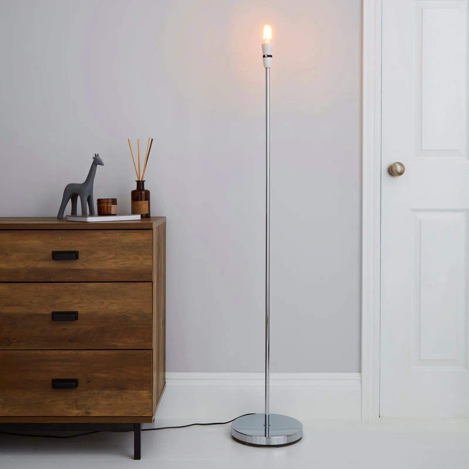 Stem Chrome Floor Lamp Base Silver