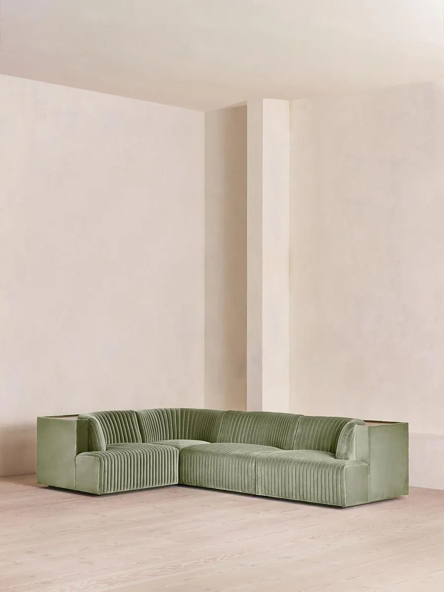 Hamish Modular Sofa, L-Shape Sofa Sofa, Velvet, Seafoam