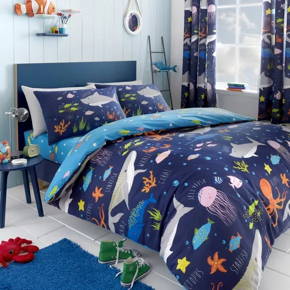Sea Life Duvet Cover and Pillowcase Set 1